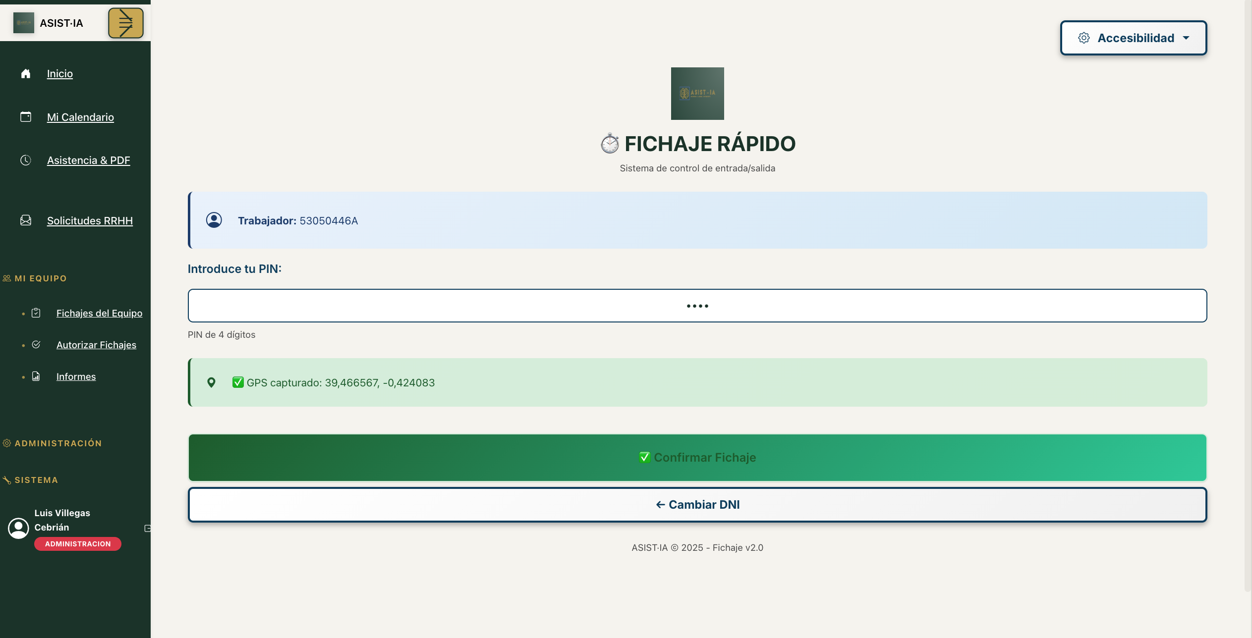 Fichaje móvil con GPS ASIST·IA