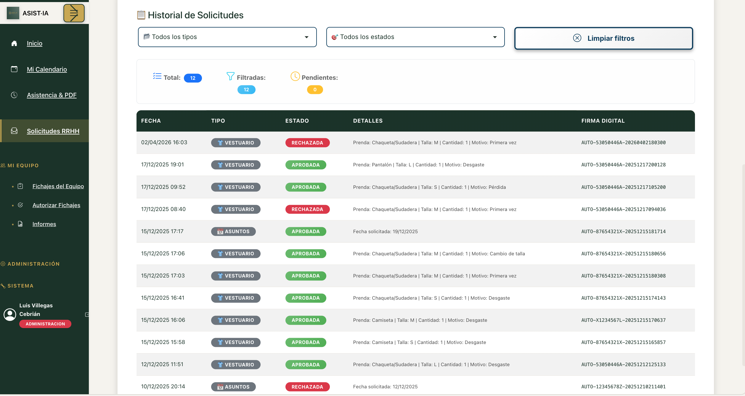 Solicitudes y aprobaciones ASIST·IA